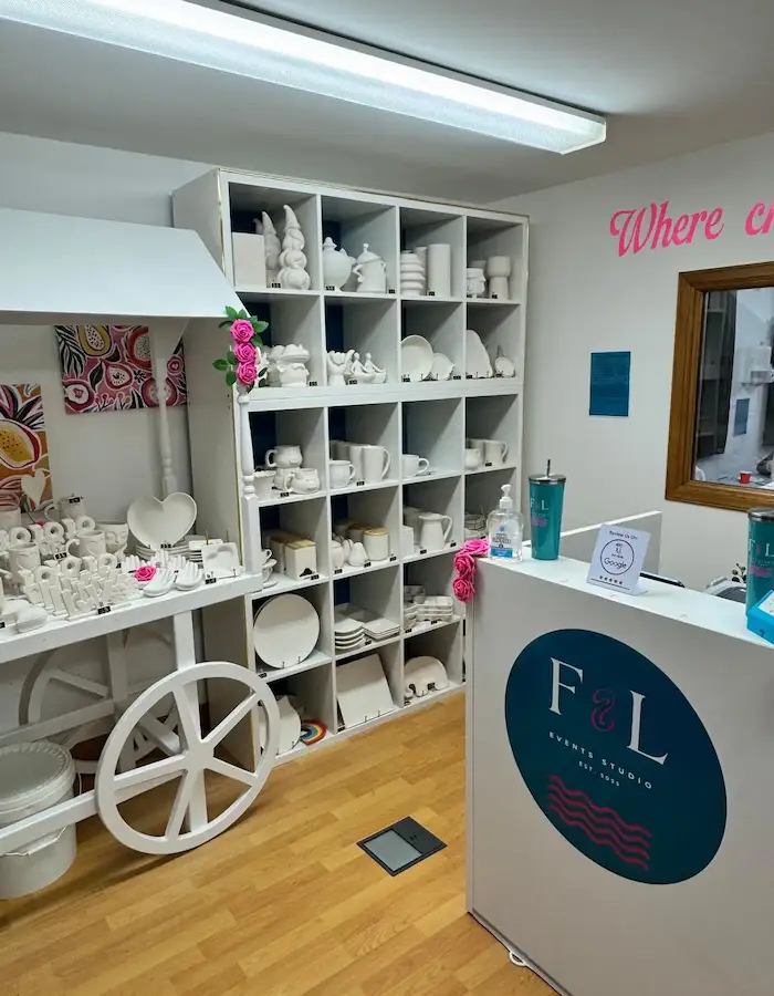 Pottery painting area in Aberdeen